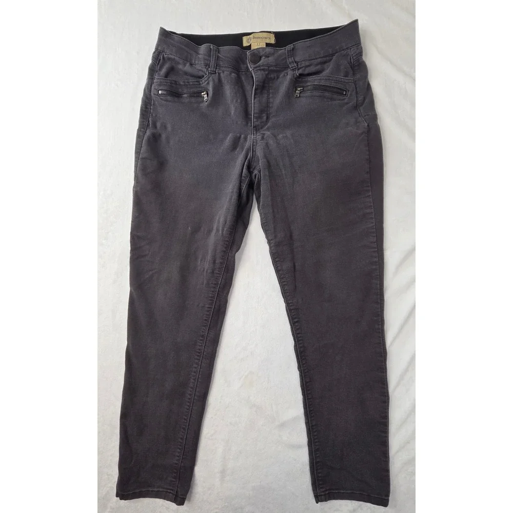 Democracy Pants Women 12 Gray Zipper Pockets 